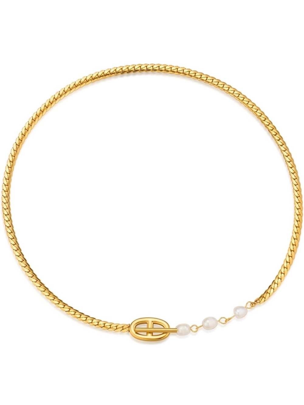 Minimalist Gold Pearl Chain Choker Necklace | Elegant Quiet Luxury Necklace - Picture 2 of 6